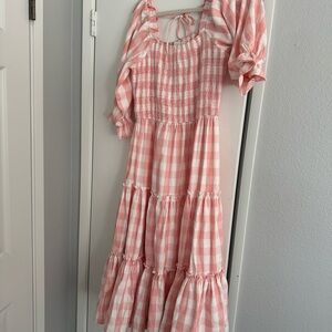 Ivy City Co Blush Gingham Dress mommy medium and toddler 2T set